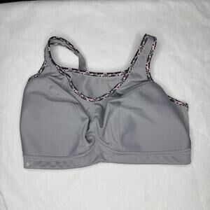 Glamorise Sport 42F Gray High Impact Sports Bra Wire-Free Plus Size Activewear